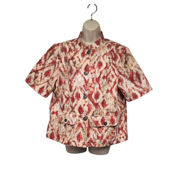Chico's Popping Pink Penelope Lolla Rossa Short Sleeve Top Jacket 3 XL 16 - Picture 1 of 7